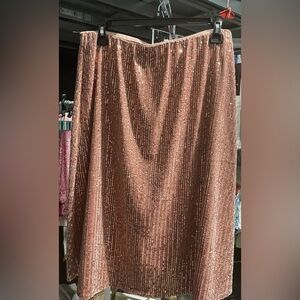 Elegant Sequin A-Line Skirt in Rose Gold